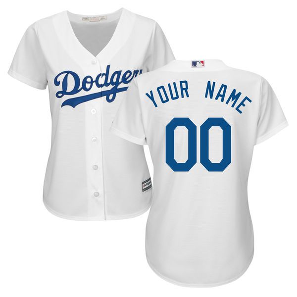 Women Los Angeles Dodgers Majestic White Home Cool Base Custom MLB Jersey